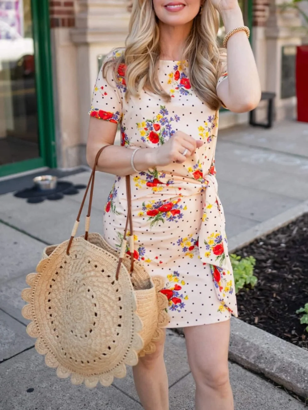 Sezane Cream short Pippa Dress with Red Floral Print NWT - Picture 6 of 15